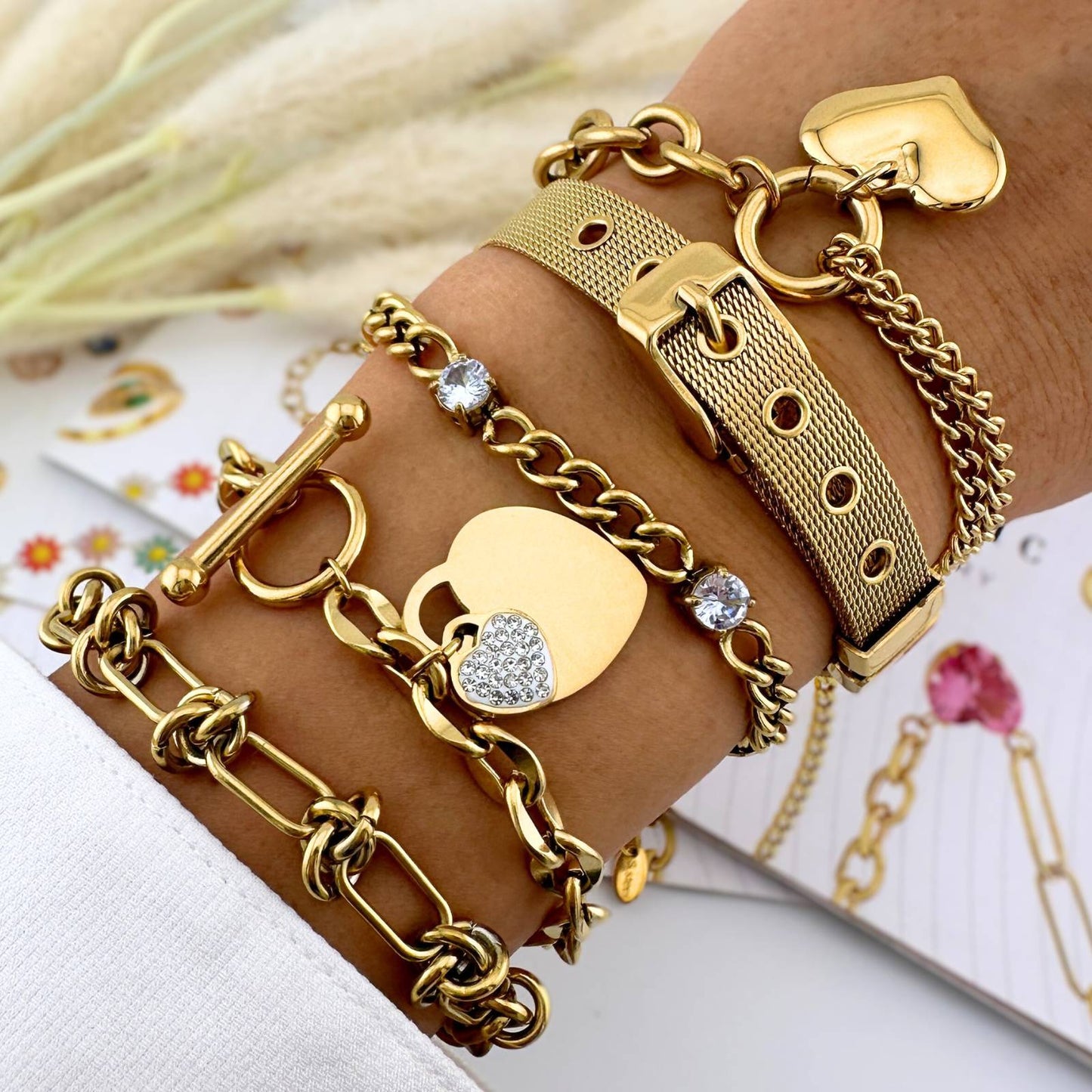 Hearts Bracelet, Stainless Steel