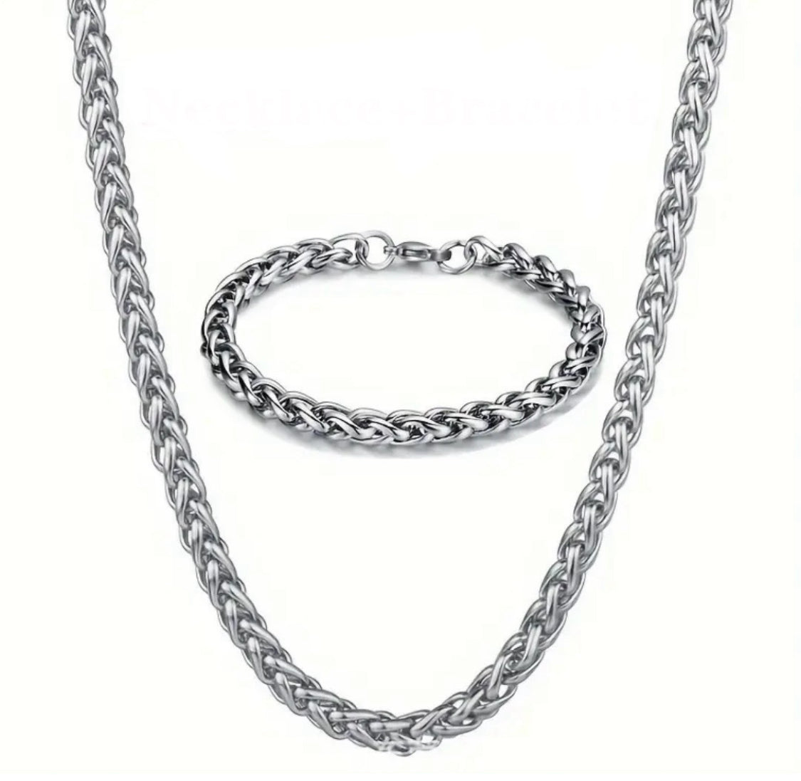 Men's Stainless Steel Necklace & Bracelet Set