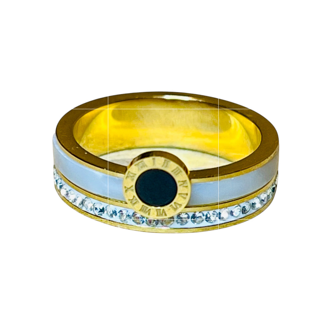 Embellished Gold Stainless Steel Ring