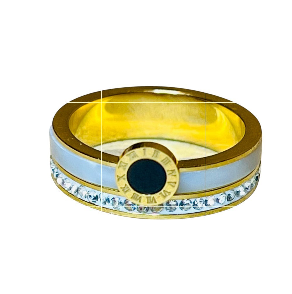 Embellished Gold Stainless Steel Ring
