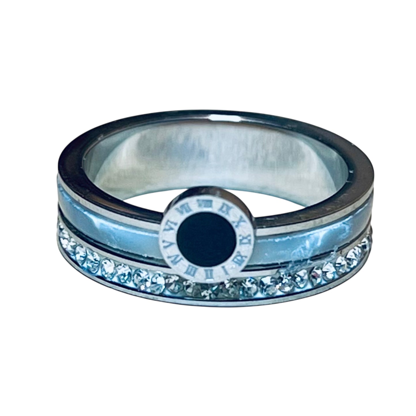 Embellished Silver Stainless Steel Ring