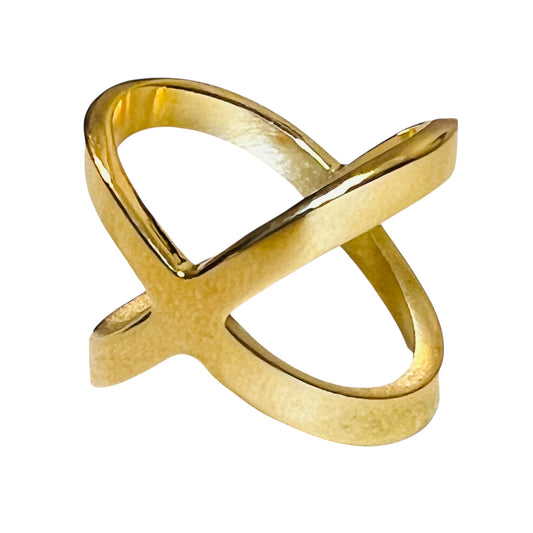 Cross Gold Stainless Steel Ring
