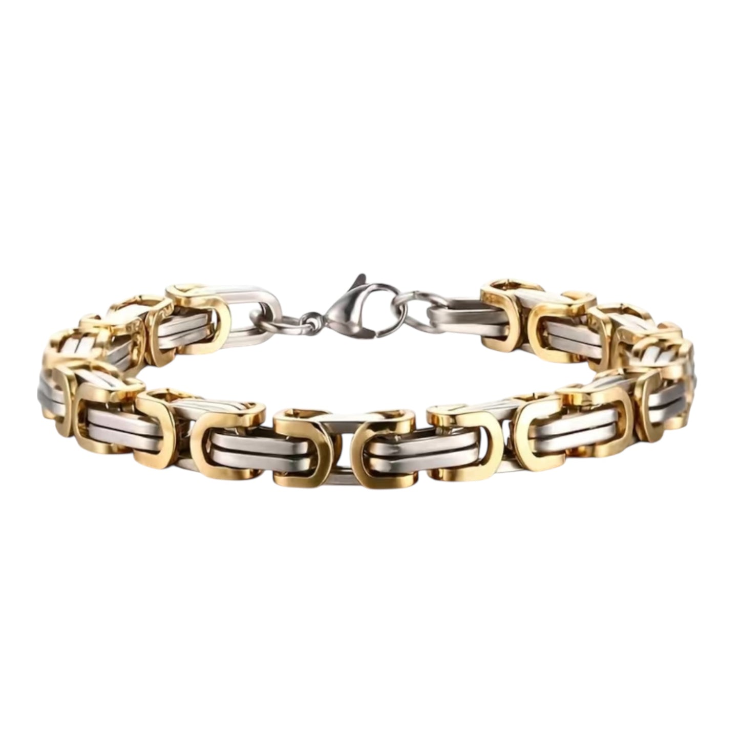 Men's 8mm Chain Gold/Silver Stainless Steel Bracelet