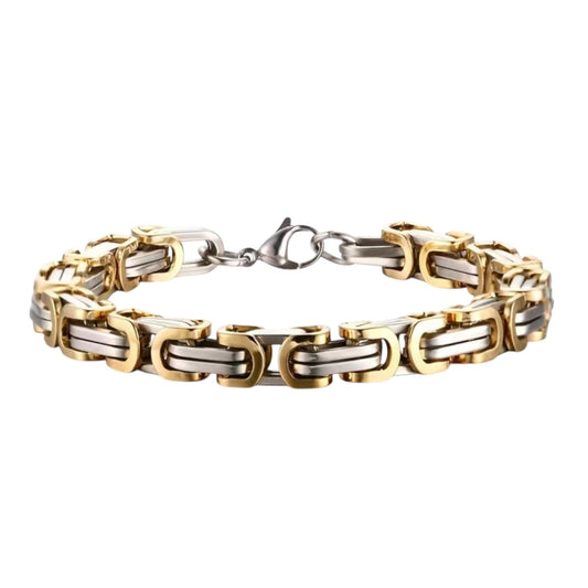 Men's 8mm Chain Gold/Silver Stainless Steel Bracelet