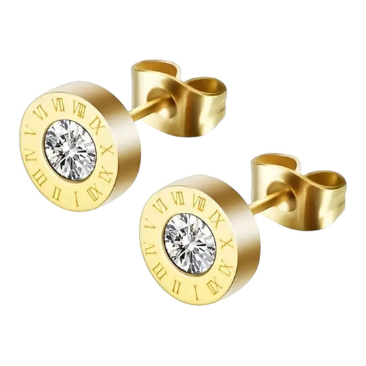 Earrings, 18K Gold Plated Steel