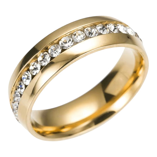 Stainless Steel Gold Men's Couple Ring Zircon