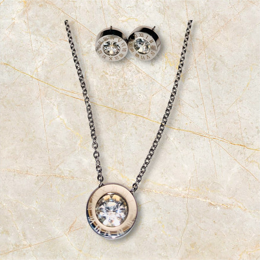 Stainless Steel Cubic Zirconia Necklace