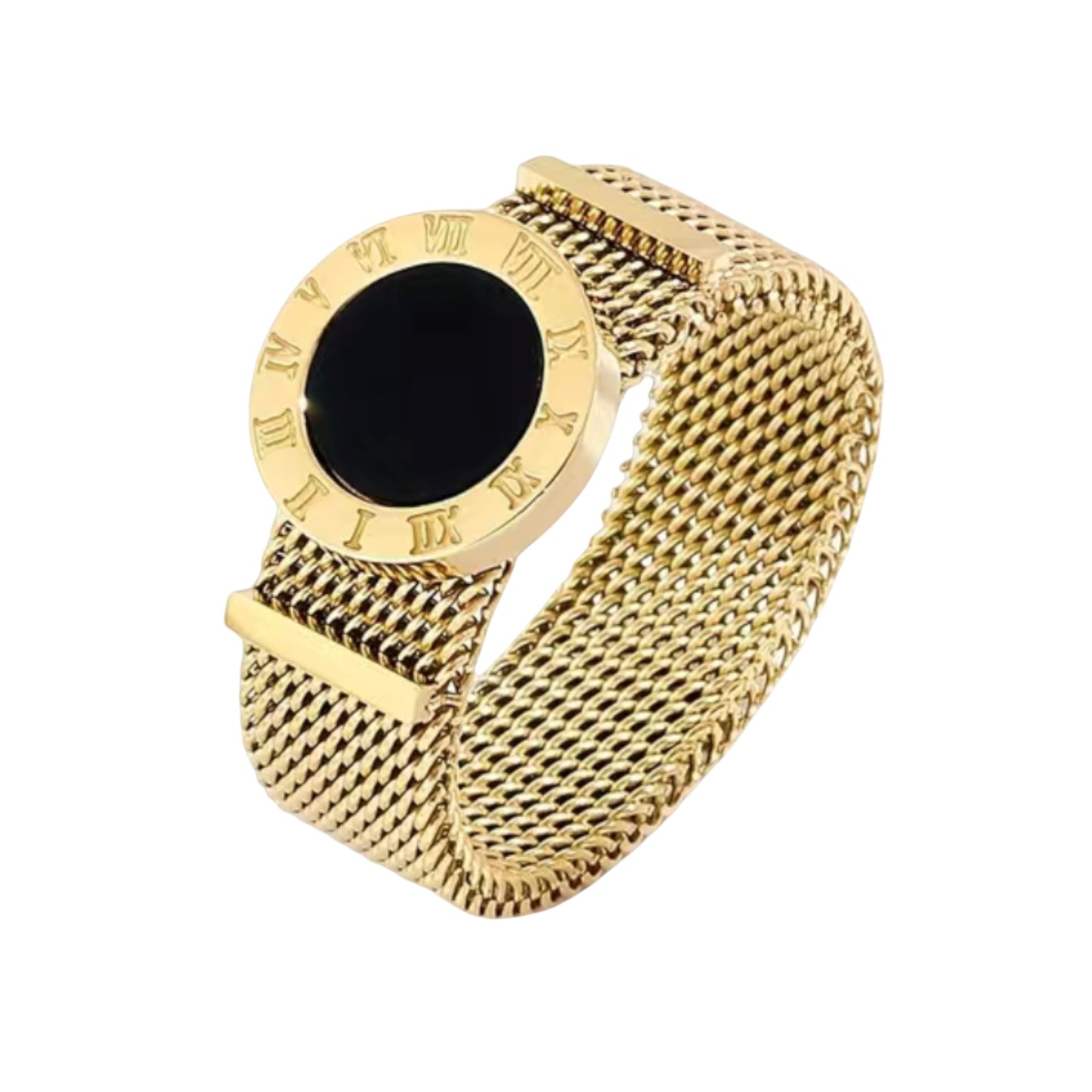 Gold/Black Circle Stainless Steel Ring